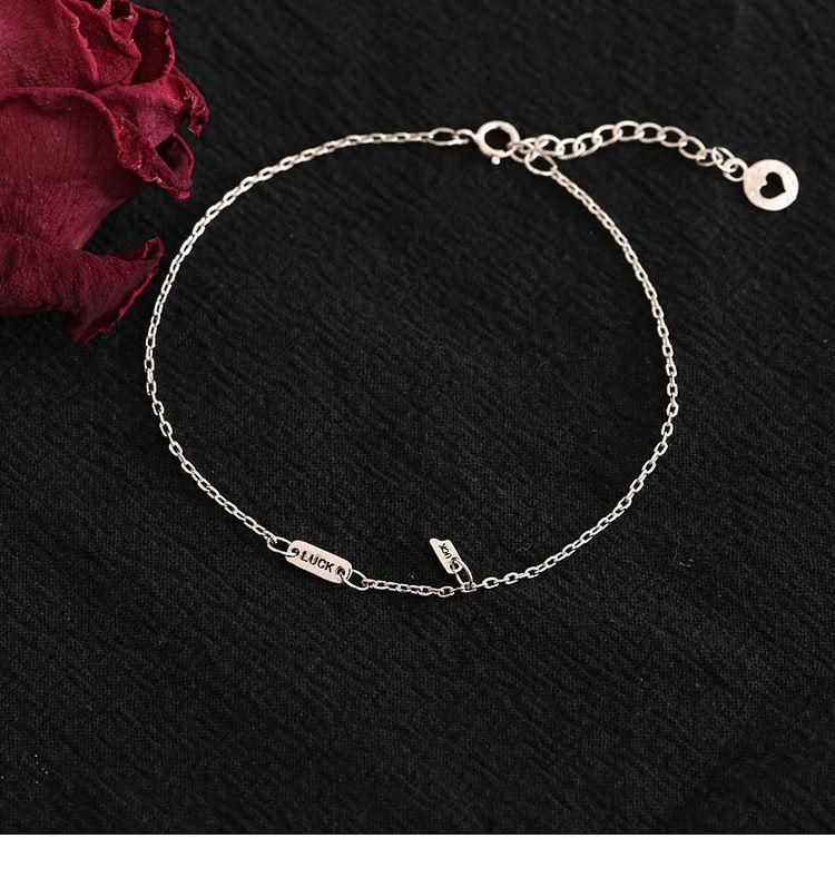 Product Introduction of 925 Silver Luck Square Plate Lucky Bracelet Niche Design Student Jewelry Ins Cold Style Female Exquisite and Versatile Female 11