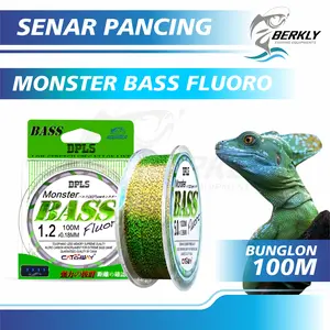 BERKLY Tali Pancing  Bass Fluorcarbon 100m Hijau Lumut Nilon Ikan