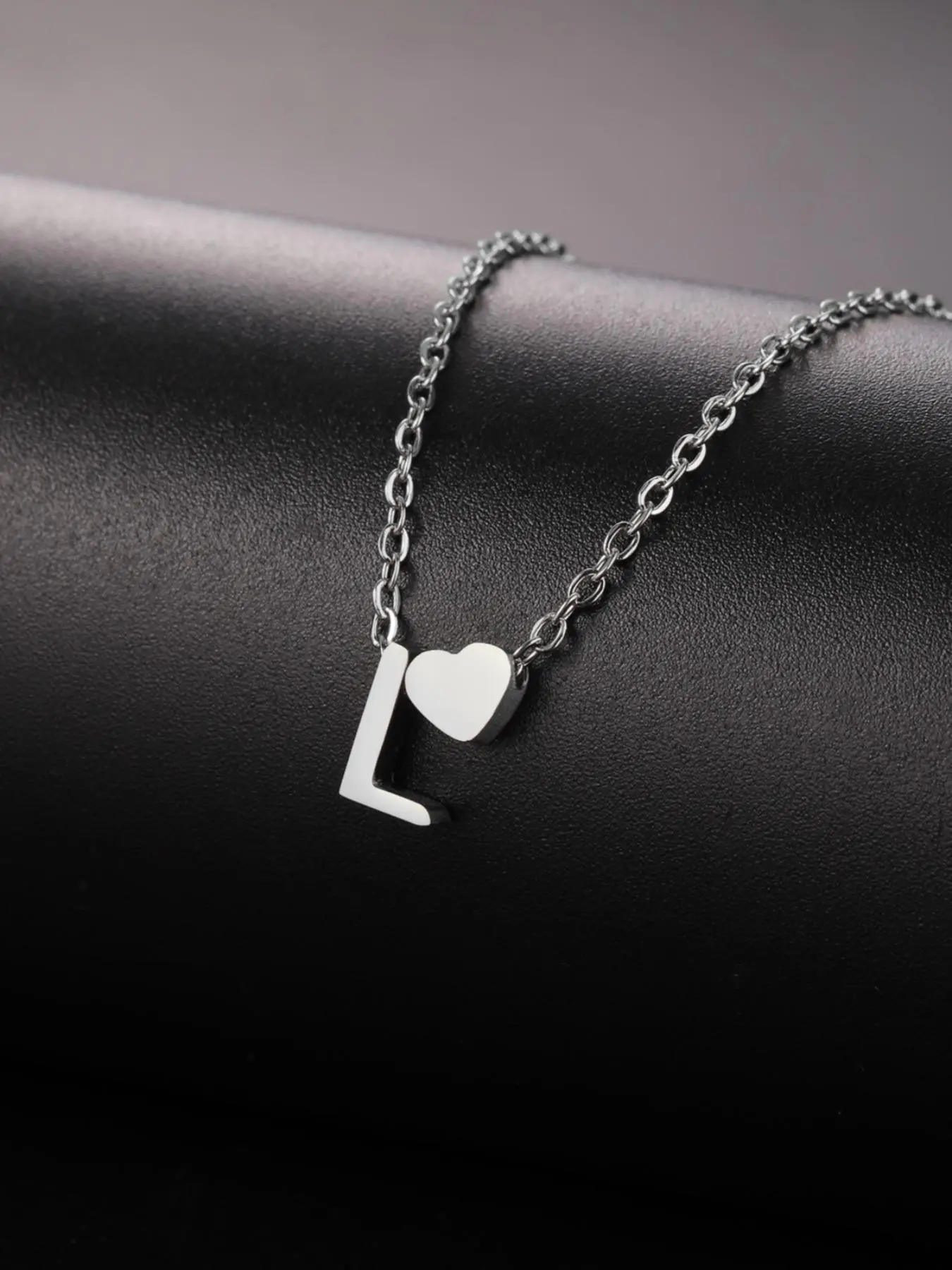 Fashion Letter & Heart Necklace As Gift Ideas, Stainless Steel Dainty Matching Necklace for Women, 2024 Newfashion All-match Vintage Jewelry for Girlfriend, Valentine's Day, Gift