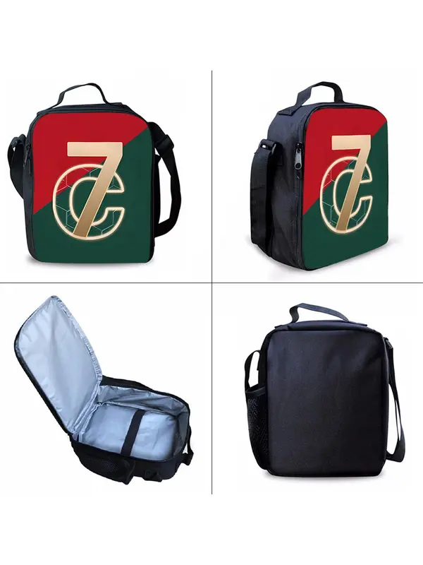 No.7 Print Backpack Set, Casual Backpack & Lunch Bag & Pencil Case, Functional Bag Set for Men & Women 3