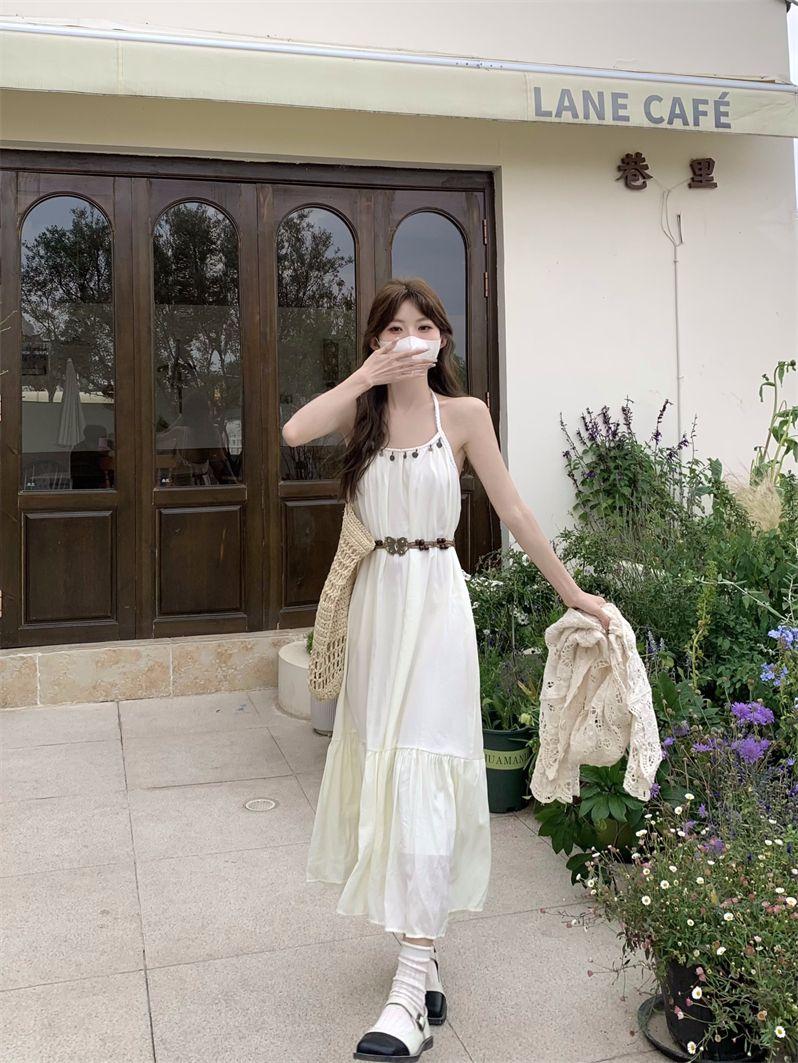 Product Introduction of Simia Hollow Suspender Dress Tassel Long Dress Two-piece Set Sunscreen Cardigan Mori 10