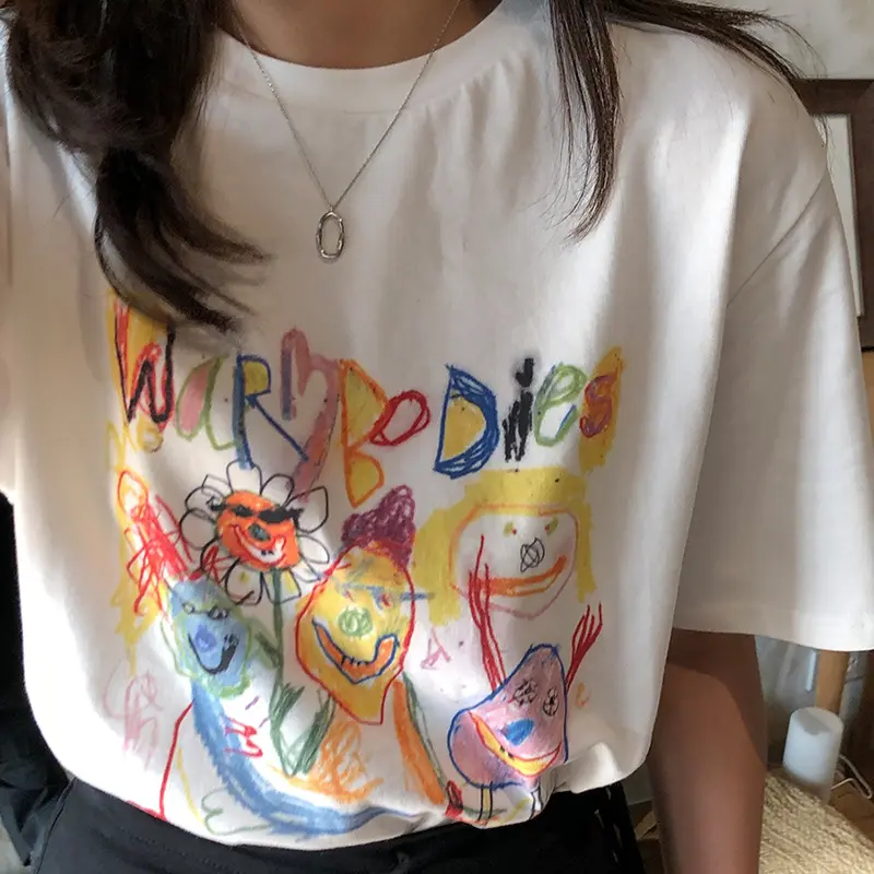 White Short Sleeve Women's Korean-Style Loose Ulzzang Half Sleeve T-shirt Women's 2024 New Summer Versatile Bottoming Shirt Top