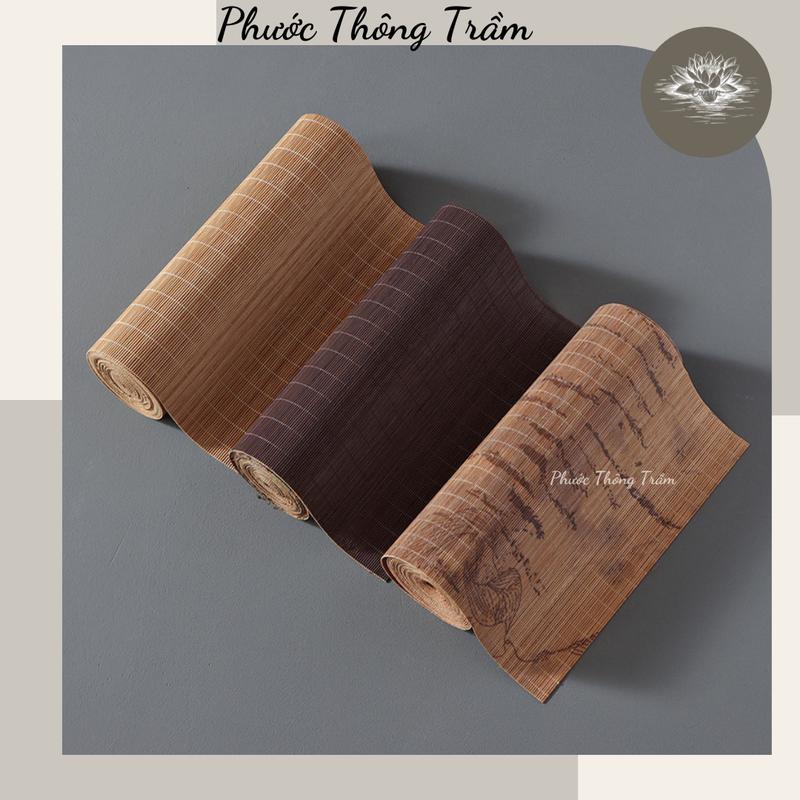 Thảm tre lót trà chiếu trải bàn trà phong cách Trung Quốc phụ kiện decor chụp ảnh sản phẩm đủ kích thước - Phước Thông Trầm