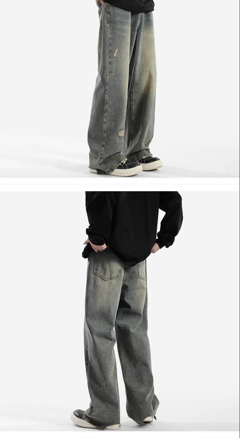 Product Introduction of 2025[4530 People Collection] Ripped Washed Jeans Men's Summer Thin American Retro High Street Fashion Brand Youth Loose Straight Pants 11
