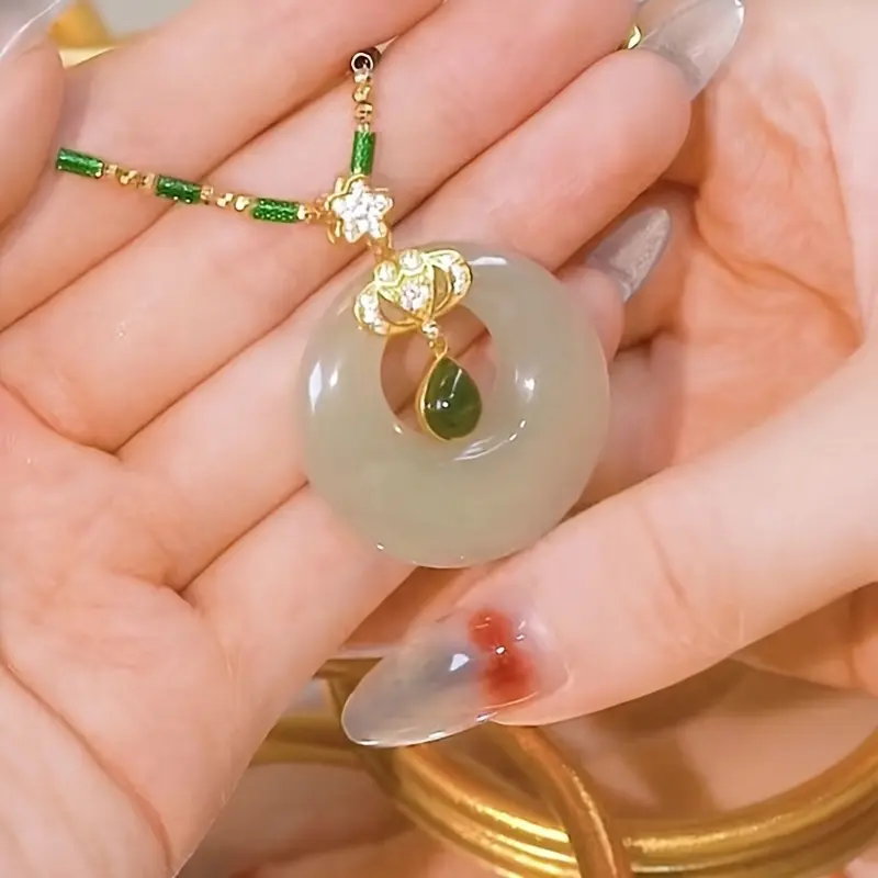 Elegant Boho-Chic Heart Pendant Necklace with Imitation Jade - Perfect for Casual Attire & Special Occasions surprising gift 3