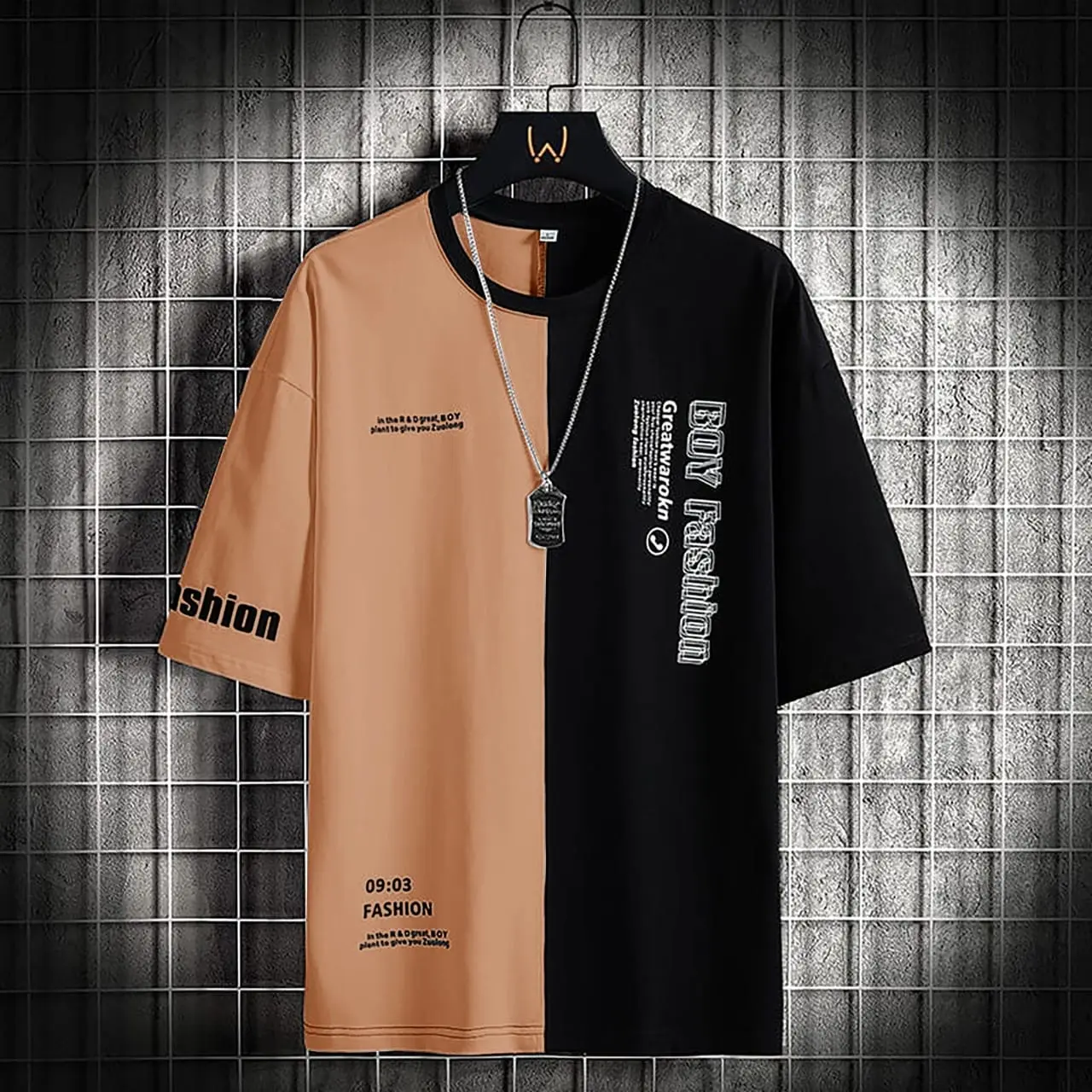 Baju Kaos Great Tshirt Kombinasi Crew Neck Unisexx Kain Motif Oversize Panjang Sablon Distro