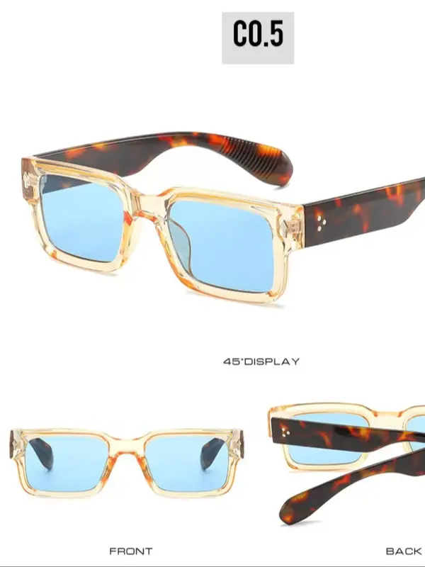 Unisex Vintage Trendy Square Frame Sunglasses, Retro Casual Sunglasses for Everyday Use, Fashion Accessories for Outdoor Activities 4