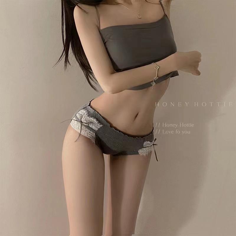 Đồ Lót Bé Gái, Chất Liệu Cotton Nguyên Chất, Thiết Kế Nơ Ren Tinh Khiết, Quần Đùi Tam Giác Lụa Lạnh Cạp Thấp Gợi Cảm, Mông Nâng, Được Làm Bằng Cotton 2