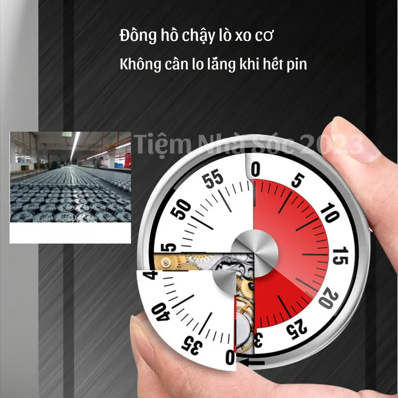 Đồng hồ đếm ngược Mechanical Timer,Đồng hồ hẹn giờ đếm ngược loại lớn 8cm giúp trẻ làm quen thời gian 2