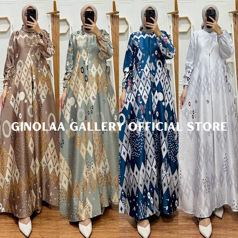 DRESS WANITA | GAMIS SILK PREMIUM | BUSUI FRIENDLY | MOTIF PIRAMIDA • simpel 0