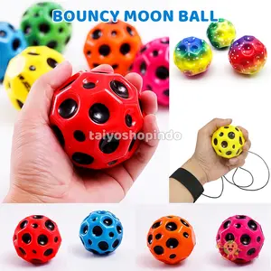 TAIYO Bouncy Moon Ball Rainbow Pastel Kuromi LED Mainan Bola Lempar Bounce Jumping Rubber Mainan Anak