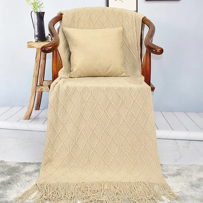 Chăn dệt kim, chất liệu Chenille, mềm mại và thoải mái, phong cách Bắc Âu mới, thích hợp cho mùa thu và mùa đông, bán chạy, thích hợp cho văn phòng 7