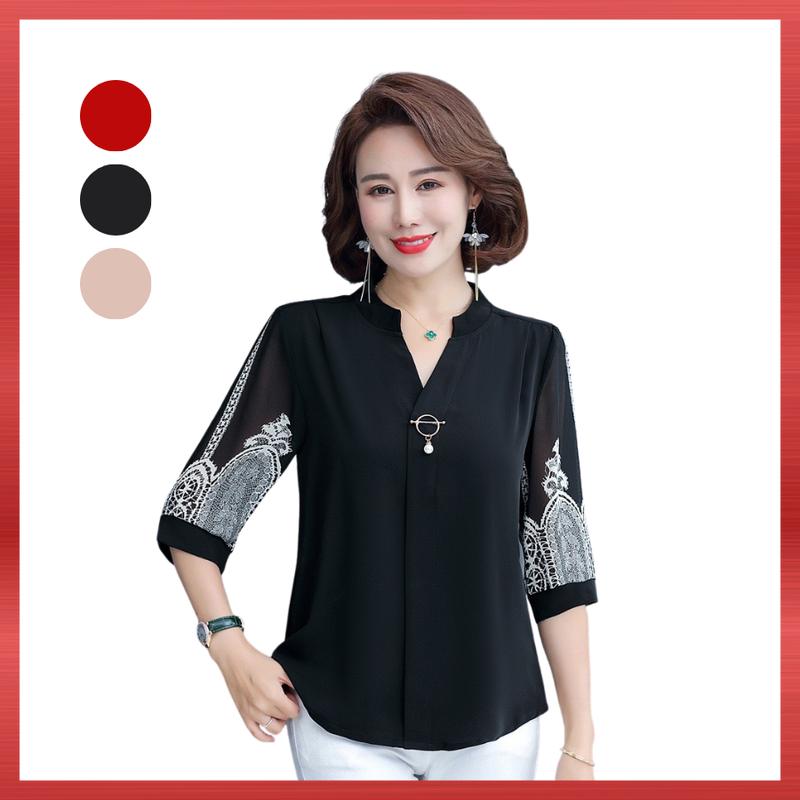 Áo Nữ Trung Niên A166, Mẫu Sơ Mi Trung Niên Tặng Mẹ Chất Lụa Tay Lỡ Sang Trọng | Thời Trang NP Clothing