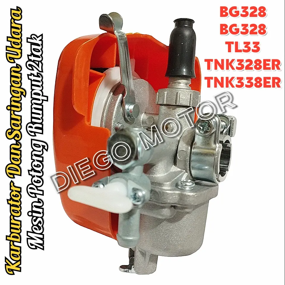 BG328 Karburator Plus Saringan Udara Mesin Potong Rumput 2tak 318 338 Tanika Tasco Firman