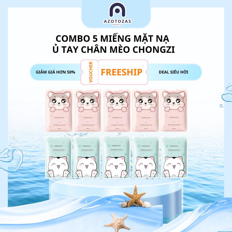 [COMBO 5 MIẾNG NẠ] Mặt Nạ Ủ Tay Chân Mèo Chongzi Hỗ Trợ Dưỡng Ẩm, Cải Thiện Nứt Tay Chân, Làm Mềm Mịn, Trắng Da