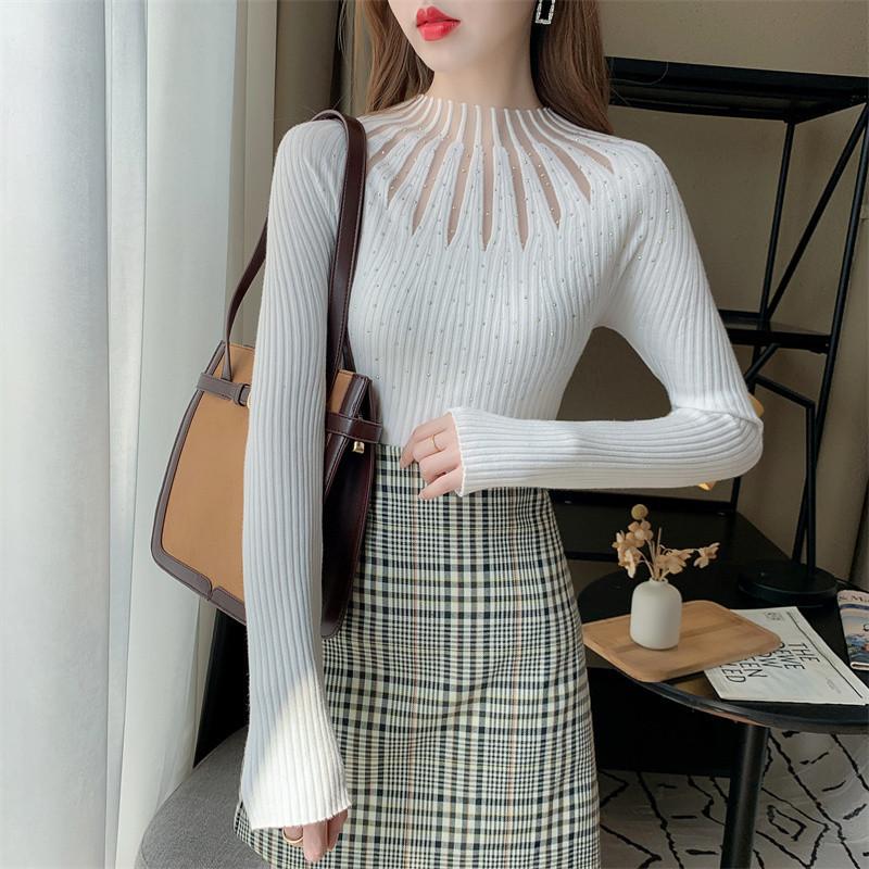 Product Introduction of Áo Lớp Nền Cho Nữ, Hàng Mới Về, Dáng Ôm, Ren Và Kim Cương Giả, Áo Áo Chui Đầu Dễ Phối Đồ Áo Len, Có Thể Mặc Bên Trong Áo Len, Thích Hợp Cho Mùa Thu Top Trắng 23