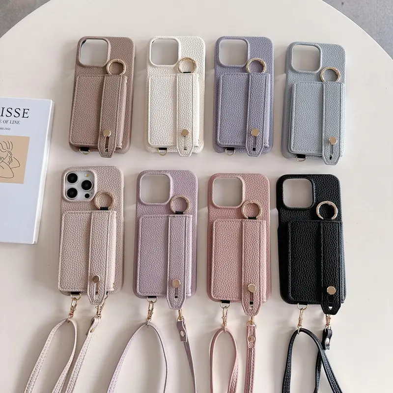 Crossbody Wallet Phone Case with Card Holder & Wrist Strap, 1 Count Shockproof Phone Protective Cover with 1 Privacy Film, Phone Accessories for iPhone 0