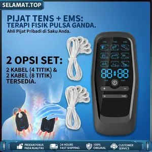 Stimulator Otot Elektrik TENS EMS Canggih. Paket Lengkap 4 Pad, Puluhan Variasi Pijatan. Atasi Kelelahan & Sakit Leher, Pinggang, Betis. Relaksasi Kapan Saja!