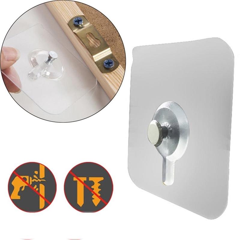10pcs Clear Wall Sticky Hook, Adhesive Wall Hook, Clear Plastic Reusable Seamless Wall Mount Hanger Hooks For Kitchen Bathroom 3