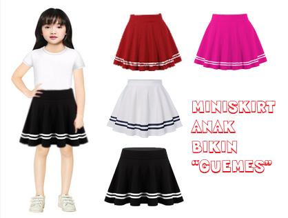 Rok anak perempuan kid skirt rok list putih hitam Fashion rok anak10–12 0