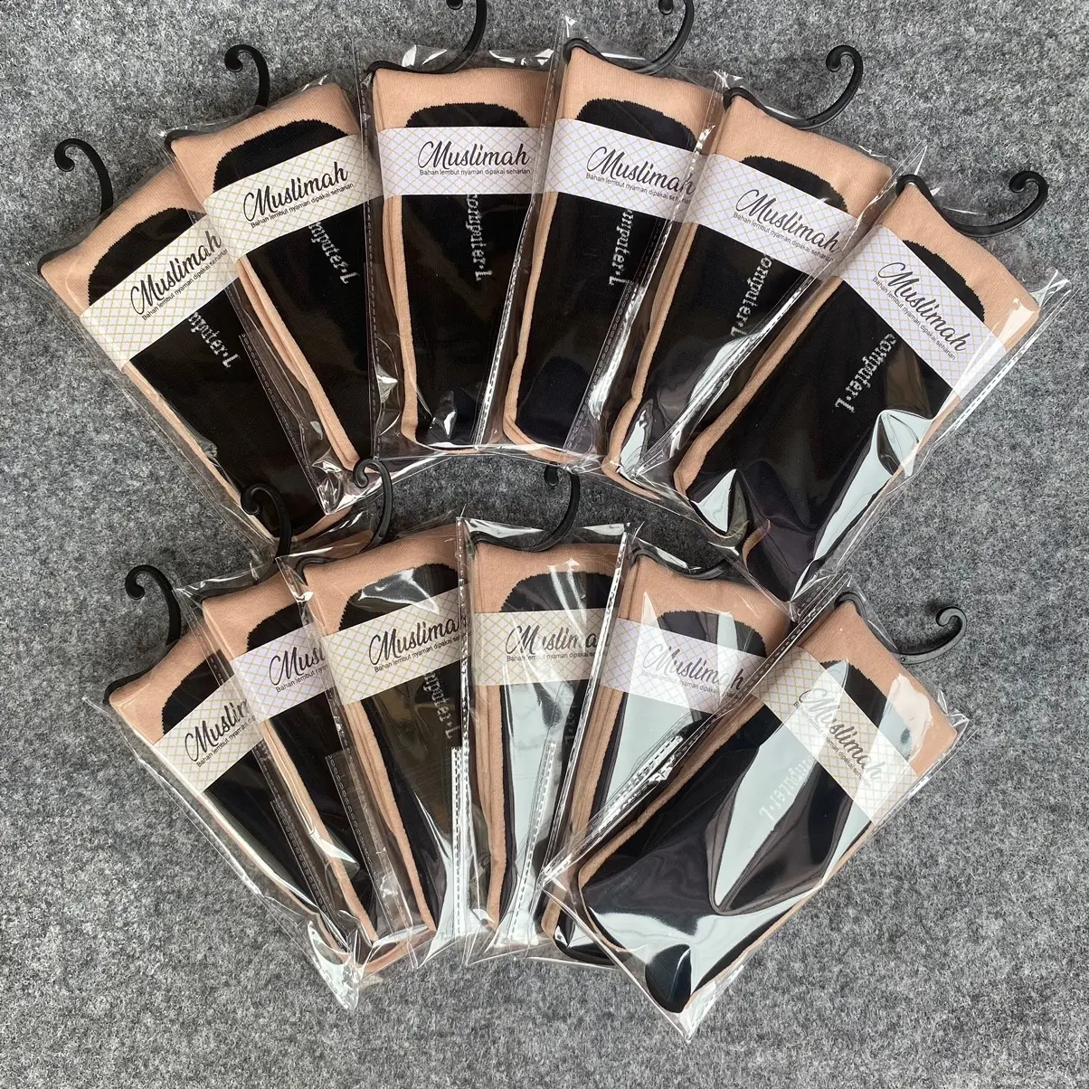 Kaos kaki tapak hitam warna krem coksu kulit satuan