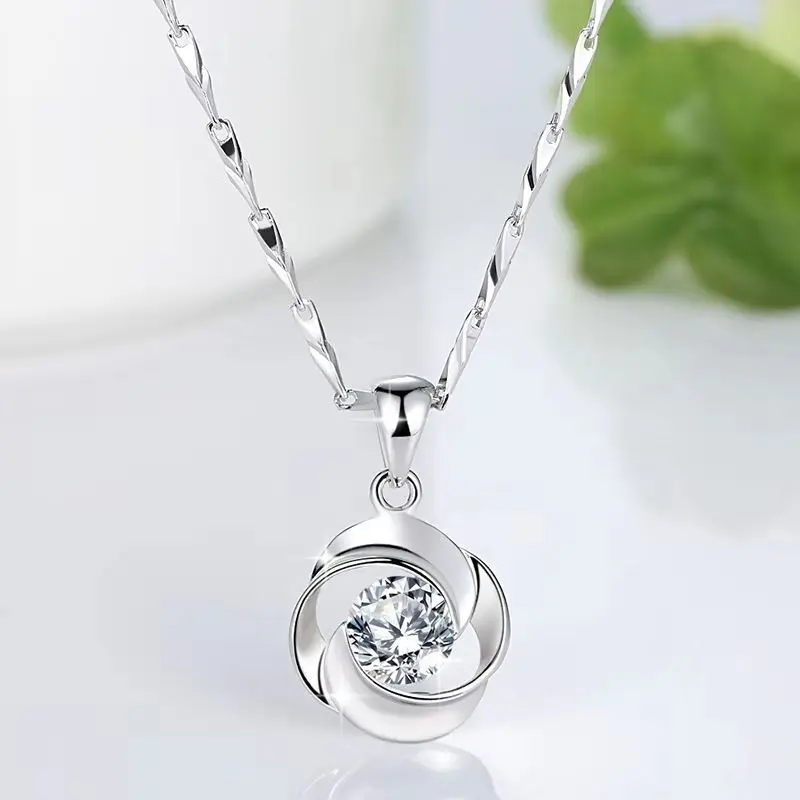 Kalung Perak 925 Sterling, Untuk Wanita, Gaya Korea, Loket Rantai Klavikel Mudah, Sesuai untuk Hari Valentine dan Hadiah Hari Jadi, [Sijil Penghantaran]