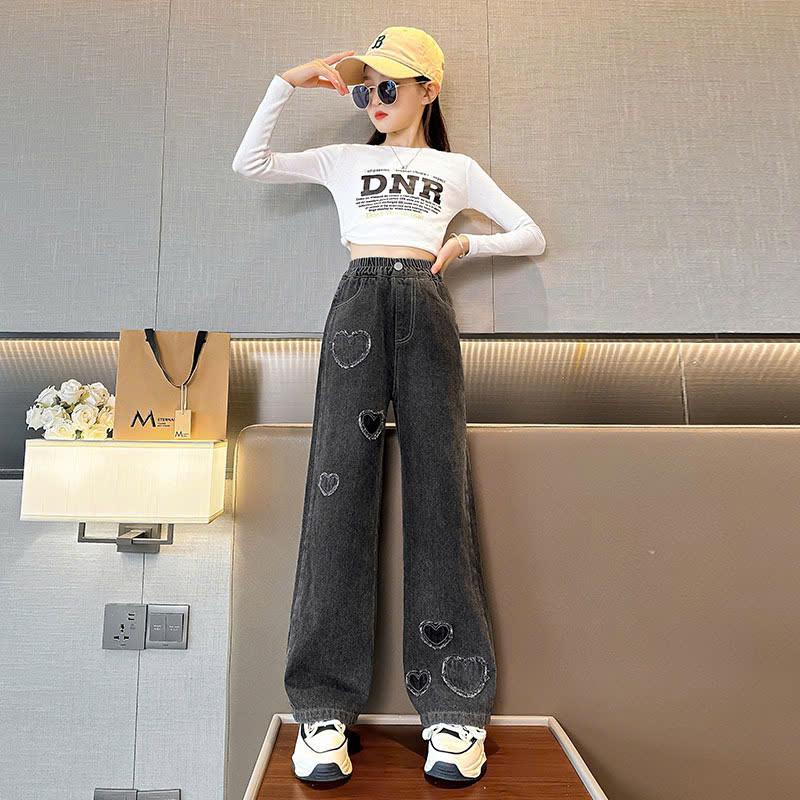 Quần Jean Dài Bò Cho Bé Gái - Phom Dáng Suông Rộng Thoải Mái - Size Từ 20-50kg