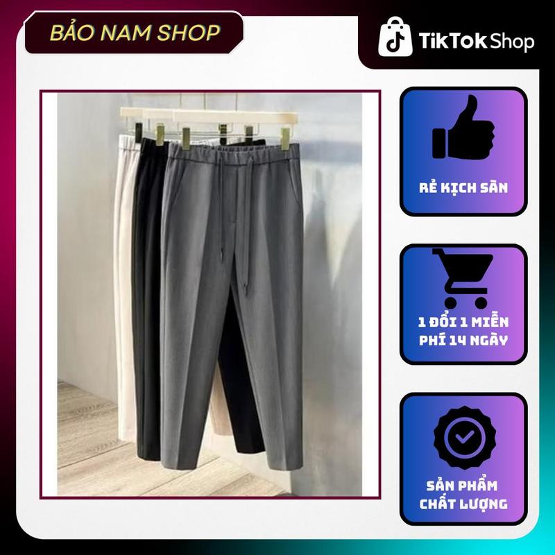 Product Introduction of [COMBO 2 QUẦN] CHỈ 250k, Quần Baggy Cạp Chun Nam vải Tuyết Mưa, Quần Âu  Cạp Chun Unisex Phong Cách Hàn Quốc Q1 quana unam 2