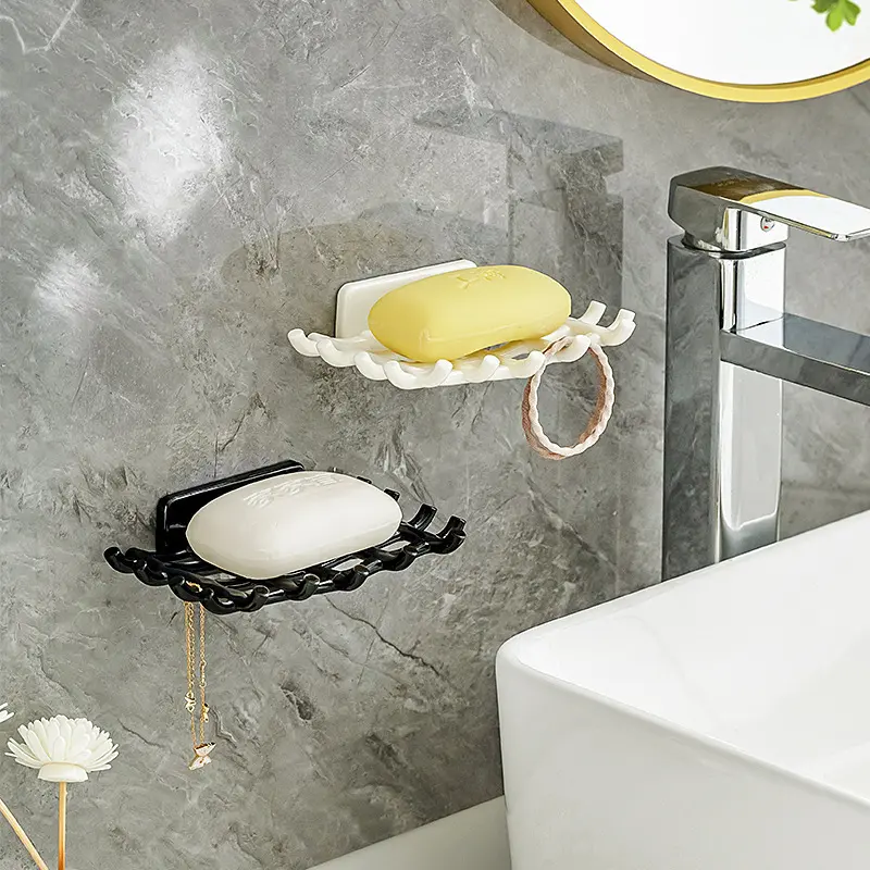Soap Dish Wall-Mounted Drainage Storage Rack Home No-Drill Bathroom High-End Toilet New Soap Box Hook