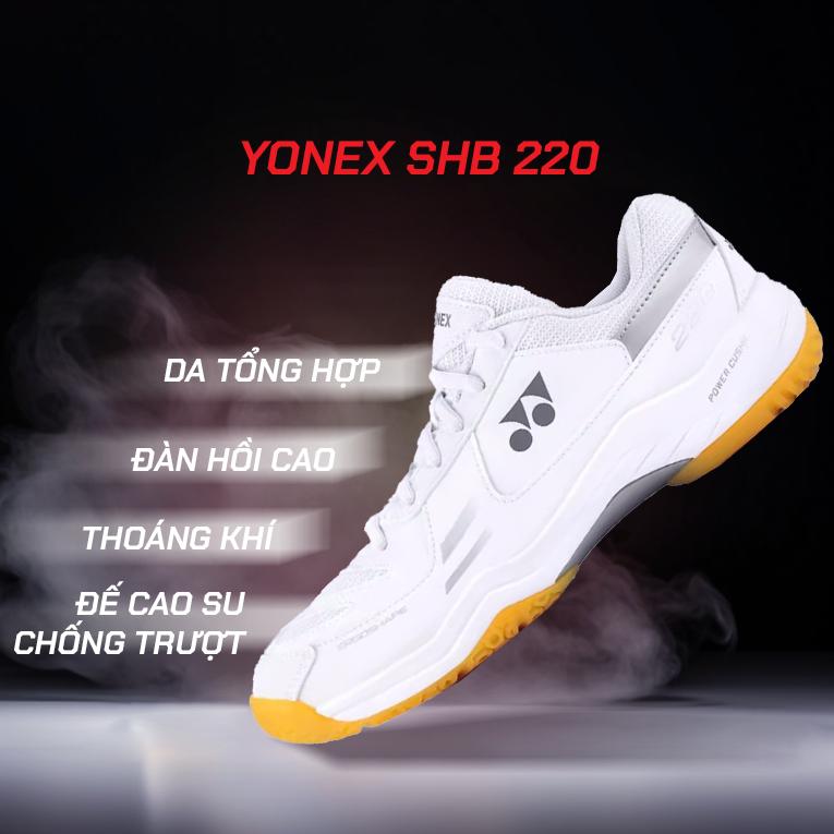  Giày Cầu Lông Yonex SHB 220 Trắng Xám Cao Cấp- Thiết Kế Hiện Đại Chuyển Động Linh Hoạt Bước Chân Êm Ái 