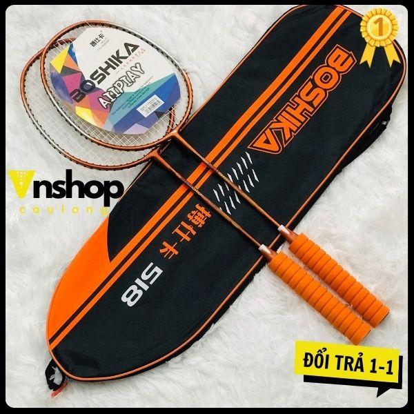 Bộ 2 chiếc vợt cầu lông BOSHIKA 518 tay bọc mút xốp chất lượng cao tặng kèm 3 quả cầu, túi đựng, Bộ vợt cầu lông Boshika