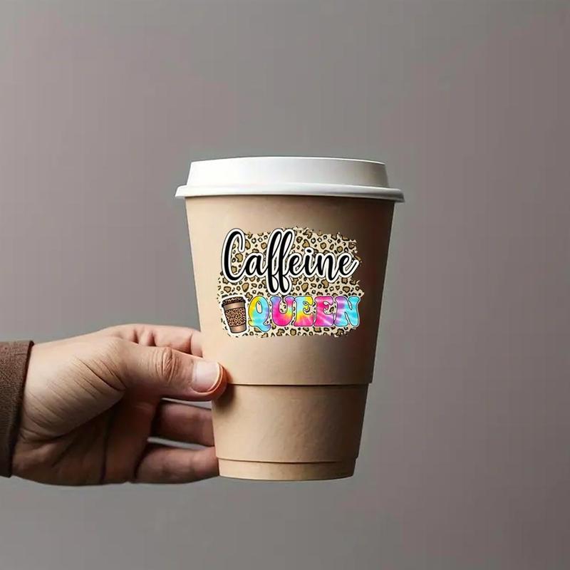 Coffee Letter Pattern Coffee Cup Sticker, 12pcs/set UV DTF Self-adhesive Bottle Wrap, Decorative Sticker for Coffee Cup, Glass Jar, Cup, DIY Decorative Sticker 4
