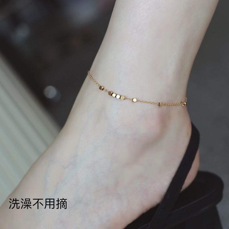  Lắc Chân Thiết Kế Kim Cương Đúc Vàng Hình Khối Đường Nhỏ Lắc Chân Nữ Tính Giá Cả Phải Chăng Chất Liệu Thép Titan Không Phai Màu Phong Cách Ins Độc Đáo Tám Hướng Giàu Có 