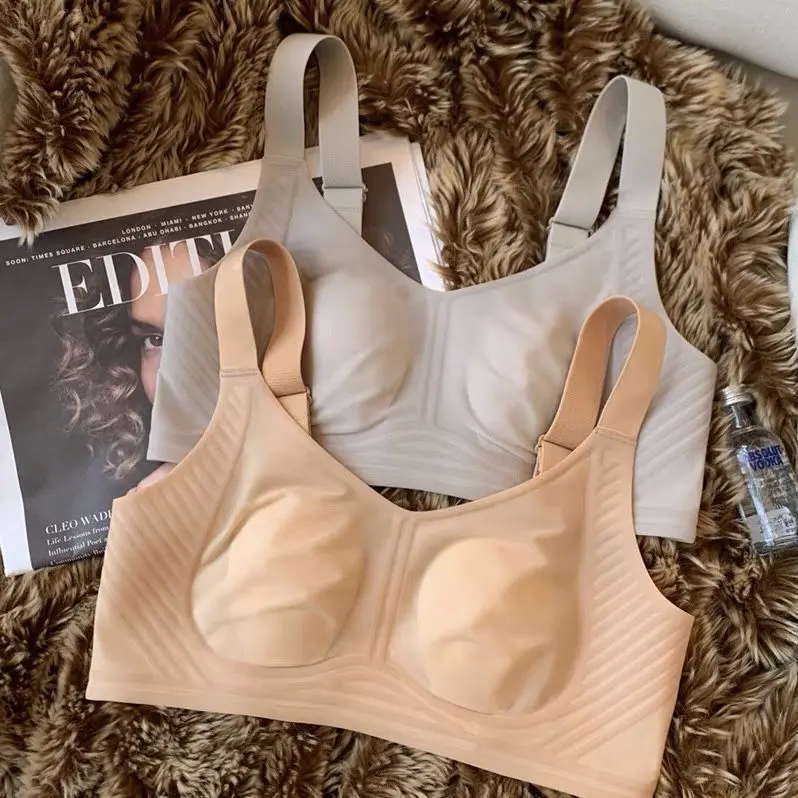 Seamless Bra for Women, Large Busts to Small, Thin, Wireless, Bunny Ear Design, Plus Size, Side Breast Control, Anti-Sagging Bra