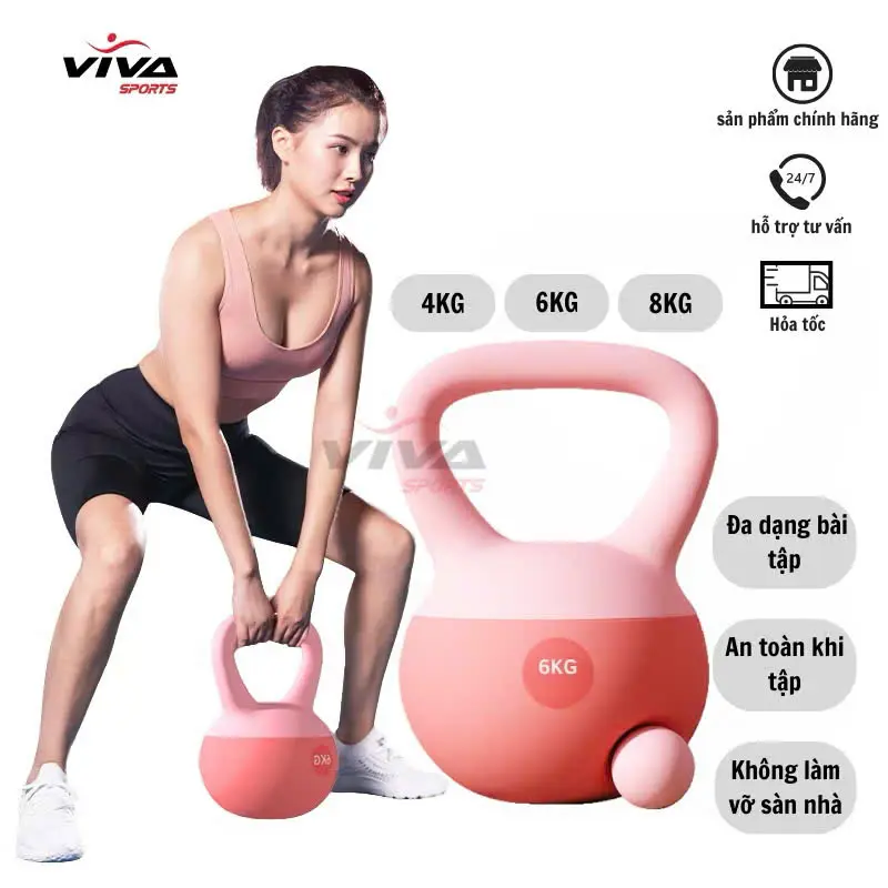 Tạ ấm, tạ chuông vỏ mềm không chấn thương, không vỡ - lõi cát sắt 4KG/ 6KG/ 8KG 1 quả