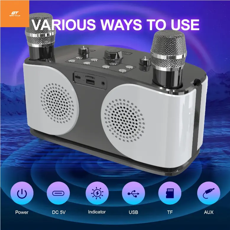 [Kèm 2 Micro] BT BEST TONE Loa Bluetooth BT-WJ-A922 Kèm 2 Micro Âm Thanh Siêu Lớn Mic Bắt Âm Cực Tốt Loa Hát Karaoke Trong Nhà Ngoài Trời Pin 2400mAh | BigBuy360 - bigbuy360.vn