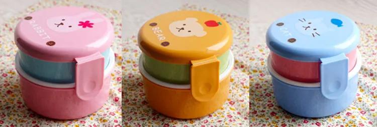 Product Introduction of Cute Animal Lunch Box Japanese Double-layer Round Mini Bento Box Children's Fruit Box Snack Box Microwave Kids Lunch Box 540ml 11