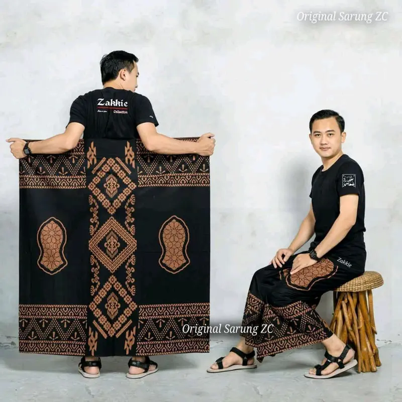 Sabiq - Sarung Batik exclusive Rayon Super - Motiv Lampion Prada Hitam Navy Dewasa Katun Muslim Motif Pekalongan 6