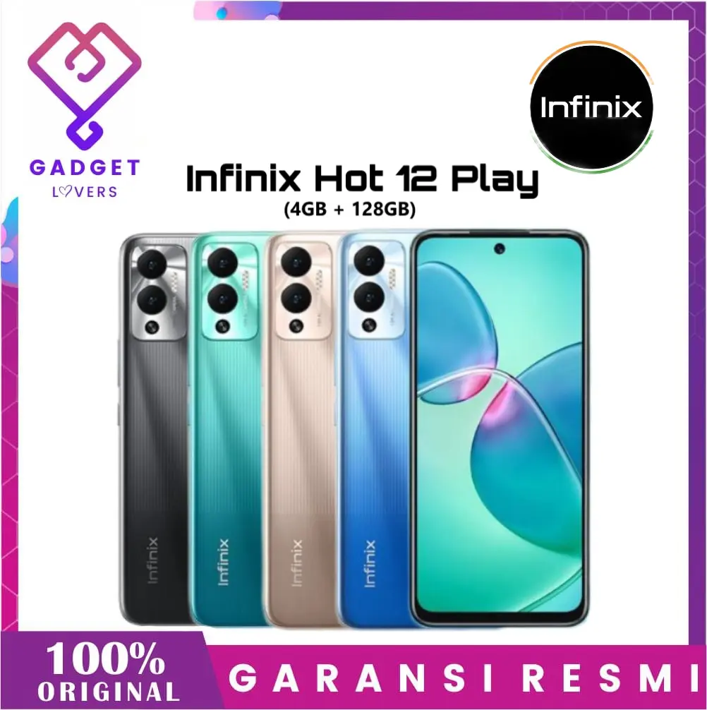 Handphone Infinix Hot 12 Play 4GB + 128GB Garansi Resmi Infinix Indonesia
