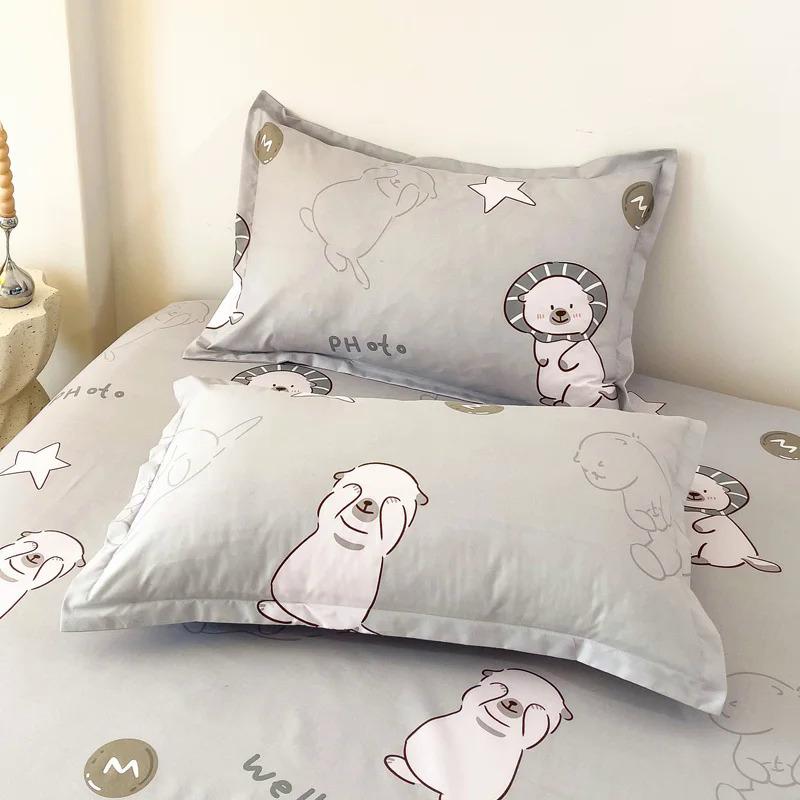 Product Introduction of EGW spring bedding set 3PCs cartoon Boys Girls bed linen Grey Lion pink bear pillowcase printed home linen for children kids 29