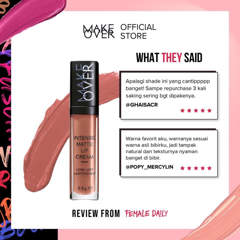 MAKE OVER Intense Matte Lip Cream - Lipstick Lipcream tahan lama hingga 8 jam lembab ringan ombre lips nude 5