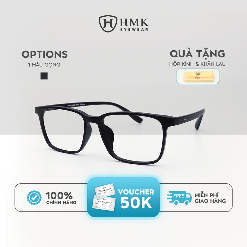 Gọng Nhựa Dẻo HMK EYEWEAR Đen Nhám Dáng Vuông Thời Trang Nam Nữ - Gọng Kính Long Chun - GN24323