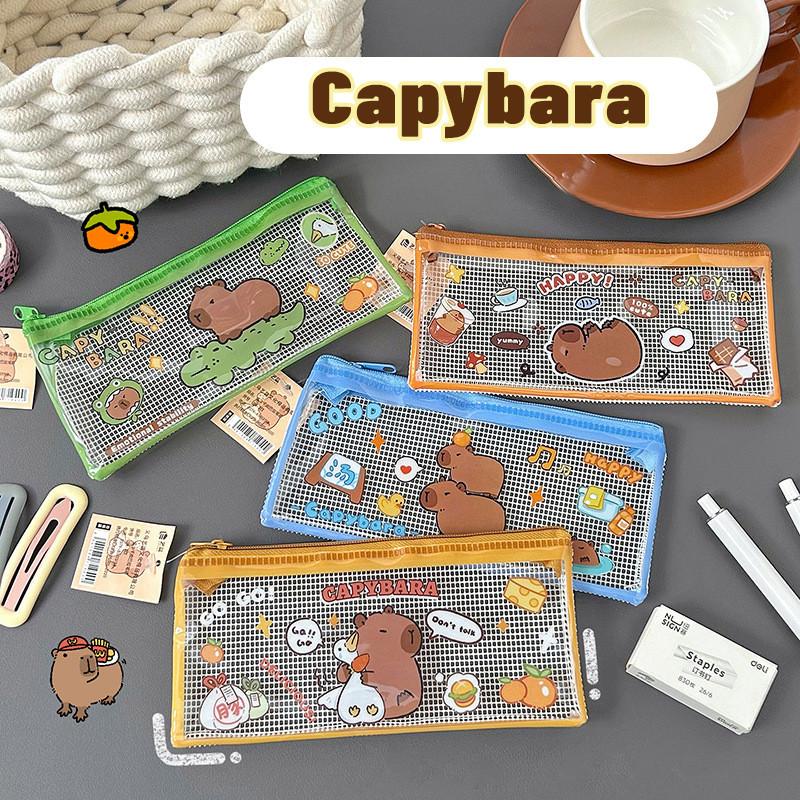 Túi Đựng Bút Chì Capybara Hoạt Hình Cầm Tay Và Sức Chứa Lớn Họa Tiết Lưới Trong Suốt Hộp Đựng Bút Chì Thích Hợp Cho Trường Học Và Văn Phòng Hoàn Hảo Cho Học Sinh Trường Học Phong Cách Hợp Xu hướng