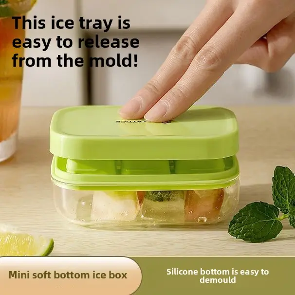 [ 6-grid ice tray easy demolding ] Pressing ice cube mold, household ice tray, ice making box, storage frozen ice cubes, ice making box