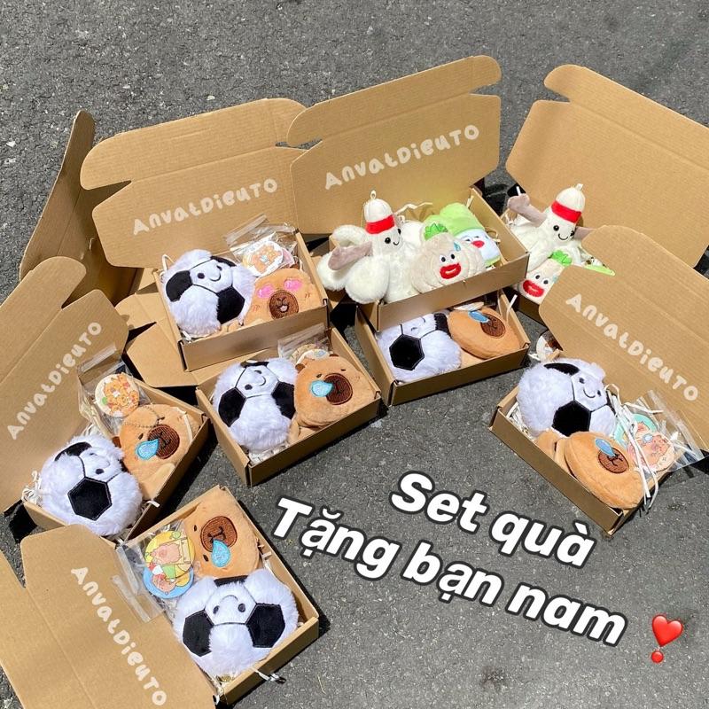 Set quà tặng móc khoá trái banh bóng đá gấu bông tặng bạn nam 0