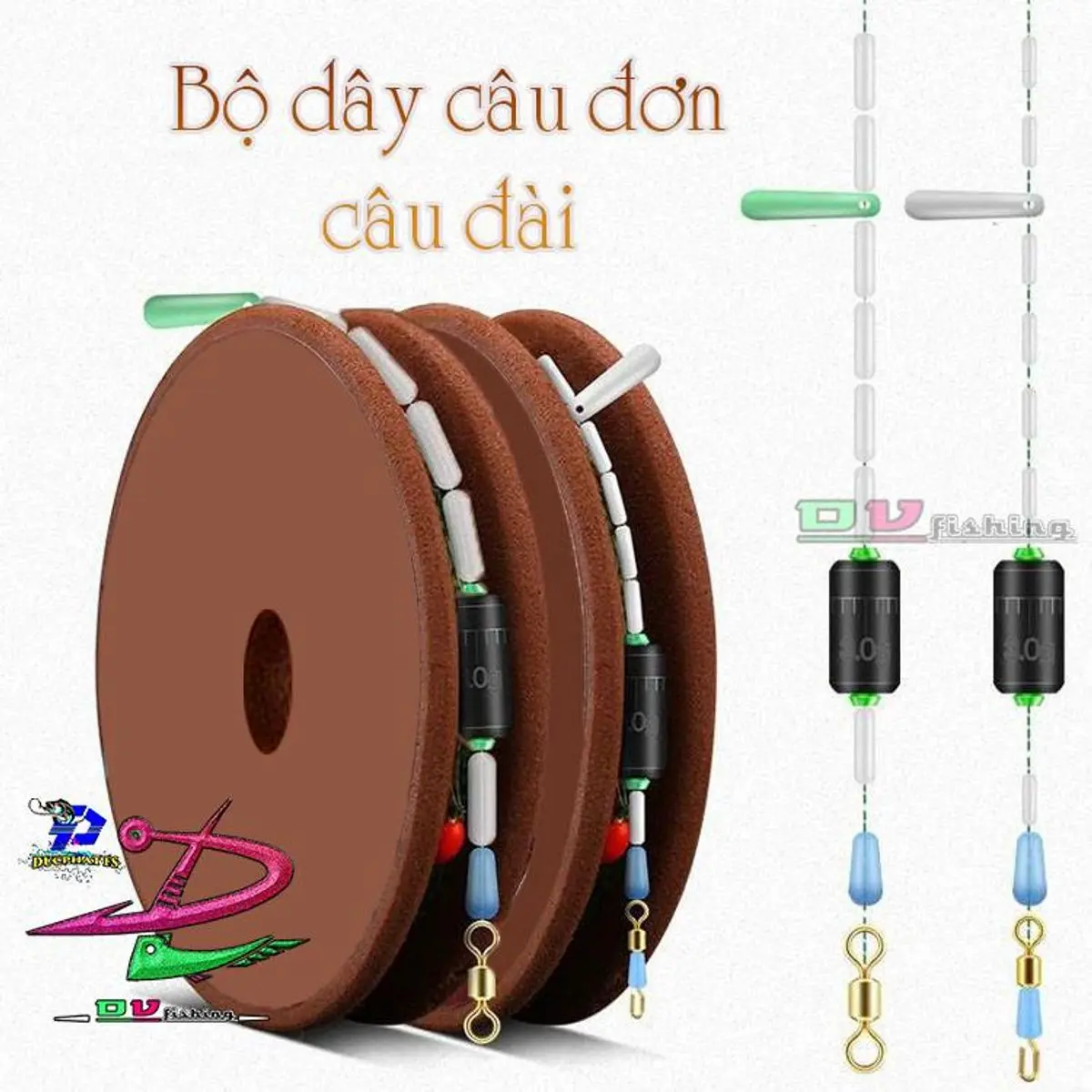 1 Bộ dây trục câu đơn câu đài buộc sẵn cước câu cá TÀNG HÌNH đủ kícḣ cỡ, thẻo câu đa năng.