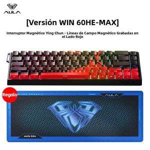 Teclado Mecánico Cableado de Eje Magnético AULA WIN60E/68HE| Tasa de respuesta de 8000Hz + 0.01ms Modo Bestia| Efecto de iluminación RGB + teclas de sublimación de tinta| Edición Estándar / Edición Profesional / Edición MAX| Doble uso para juegos y trabaj