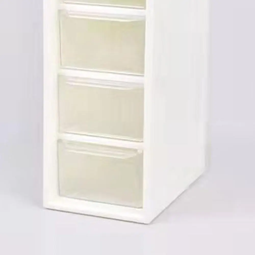 White Small Organizer Box with 4 Drawer Units Container Case,Desktop Cosmetic Storage Box for Jewelry Nail Polish Makeup 15.7x6.5x9.7cm