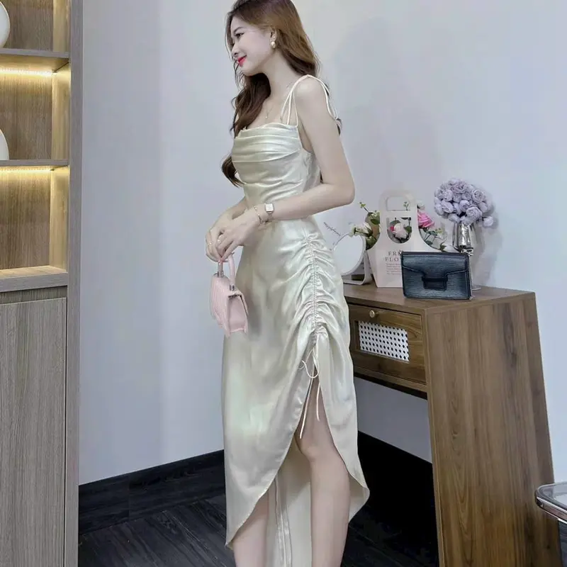 Đầm kiểu xẻ rút dây 2s Nữ mẫu mới hottren đỉnh chóp sang chảnh 2