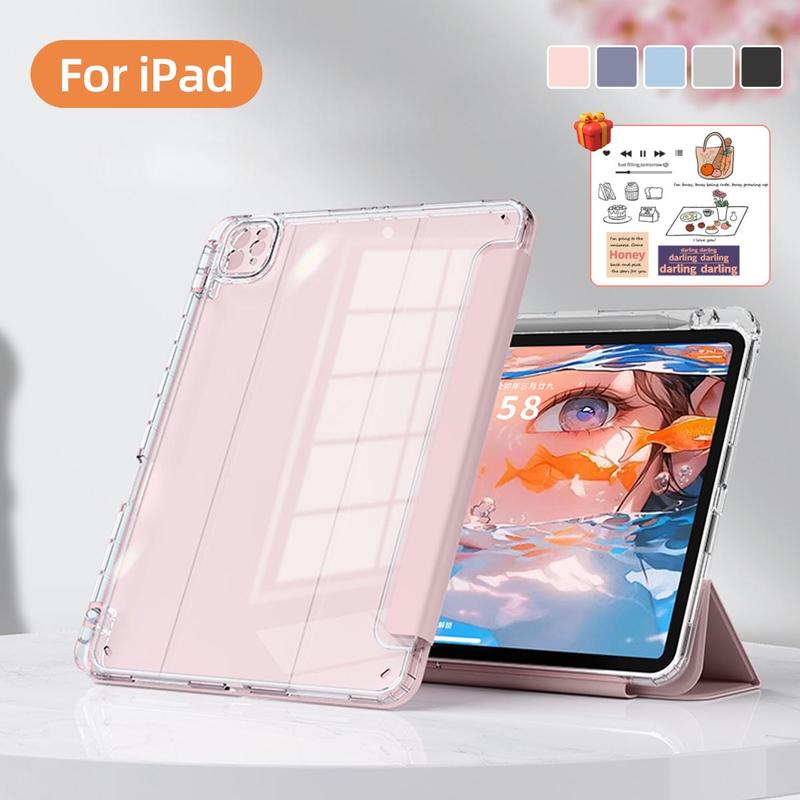 Cho iPad Vỏ Ốp for Mini 6 Mini 7 iPad Gen 5 6 7 8 9 10 11th Gen A16 2025 Air 4 5 10.9 "Air 6th 11" M2 2024 Air M3 Pro 2018-2022 11'' 12.9” Air M2 M3 Pro M4 11" Pro M4 13" mặt sau trong suốt Bìa Case Phụ Kiện ốp lưng cho máy tính bảng ốp lưng cho ipad